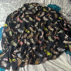 Nicole Taylor Beaded Poolchair Loungechair Beachchairs Silk Blouse Size 2X